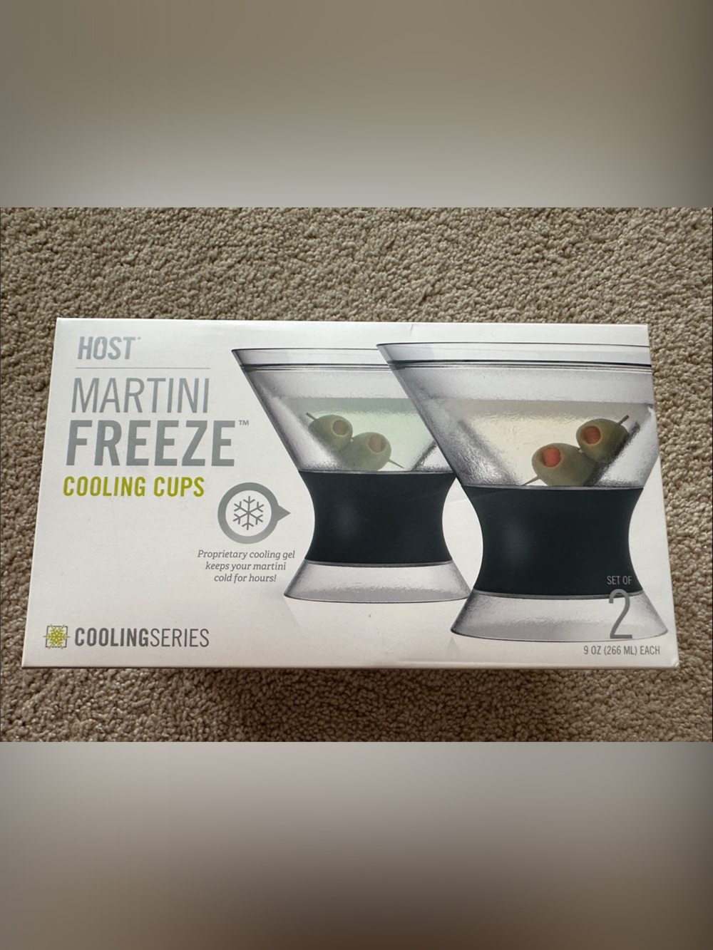 Ost Martini Freeze Cooling Cups with Black Bands (Set of 2)